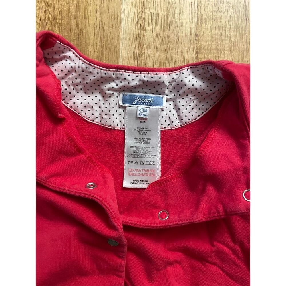 Jacadi Baby Girl Red Pink Fuchsia Cardigan Size 24 Months - Picture 3 of 5